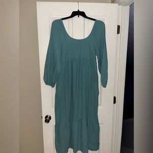 L - Teal Long Sleeve Maxi Dress - Universal Thread